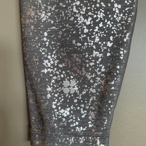 Sweaty Betty Goddess 7/8 Leggings in Grey Foil Size XS Metallic High Waisted Gym - Picture 15 of 16